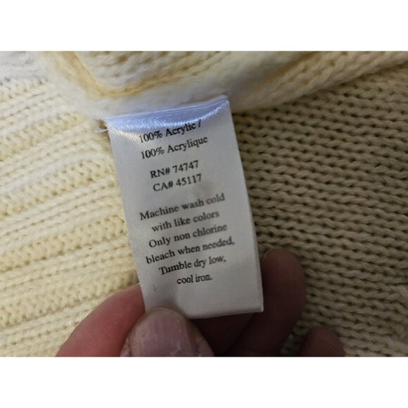 Natural Reflections Sweater Women's Sm Creme Shawl Neck 3 Button Front Pullover - Picture 4 of 7